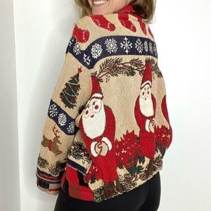 Vintage Painted Pony Christmas holiday Santa reindeer coatigan jacket